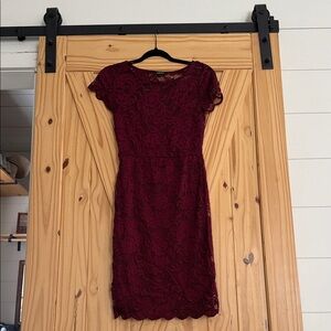 Ambiance Deep Red Lace Mini Dress